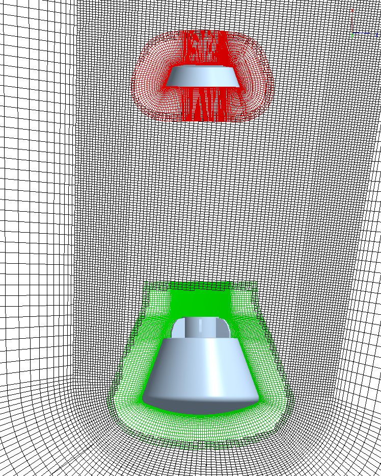 Chimera overset grids around a capsule and apex cover inside a background grid
