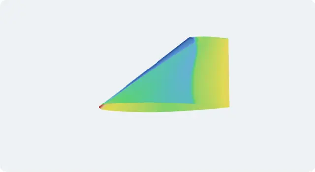 Rendered ONERA M6 wing flow-analysis model